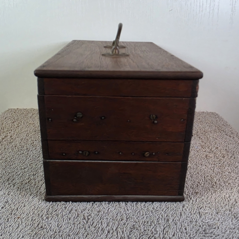 Vintage Wooden Jewelry Or Specialty Tool Storage Box in Brown - Picture 6 of 15